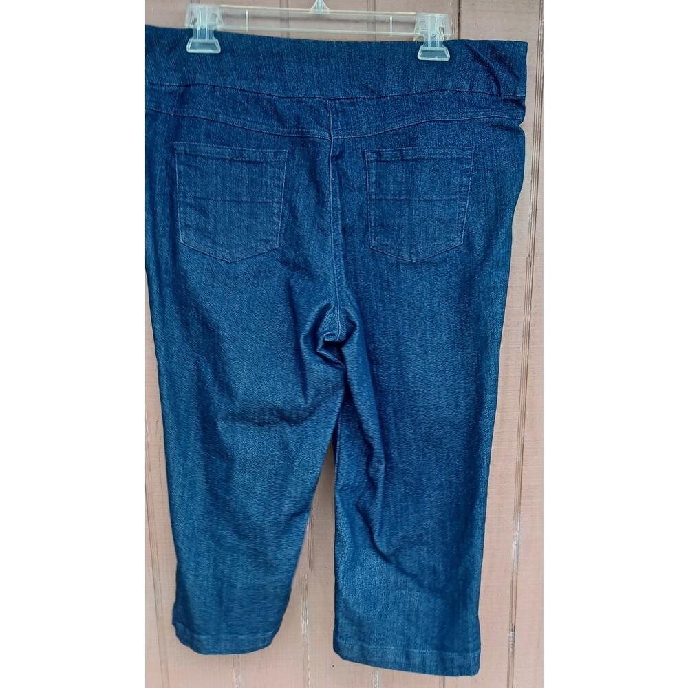 Petite 14P Stretch Denim Capris Pull On Blue Cropped Summer Casual - Picture 5 of 8